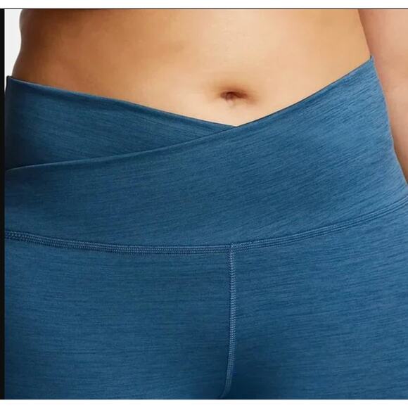Nike Heather Blue Yoga Wrap 7/8 Tight Crossover Waist Active Leggings - Picture 2 of 10